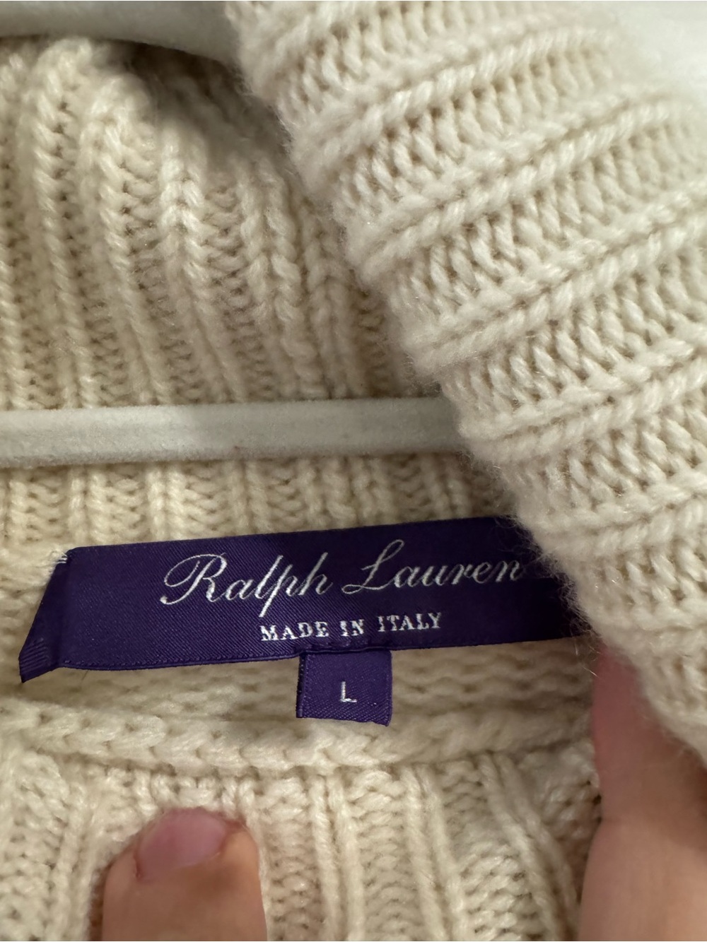 Ralph Lauren Purple Label Cream Turtleneck Sweater with Flag Motif - Picture 5 of 8